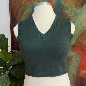 SHEIN Dark Green V-Neck Sweater Vest